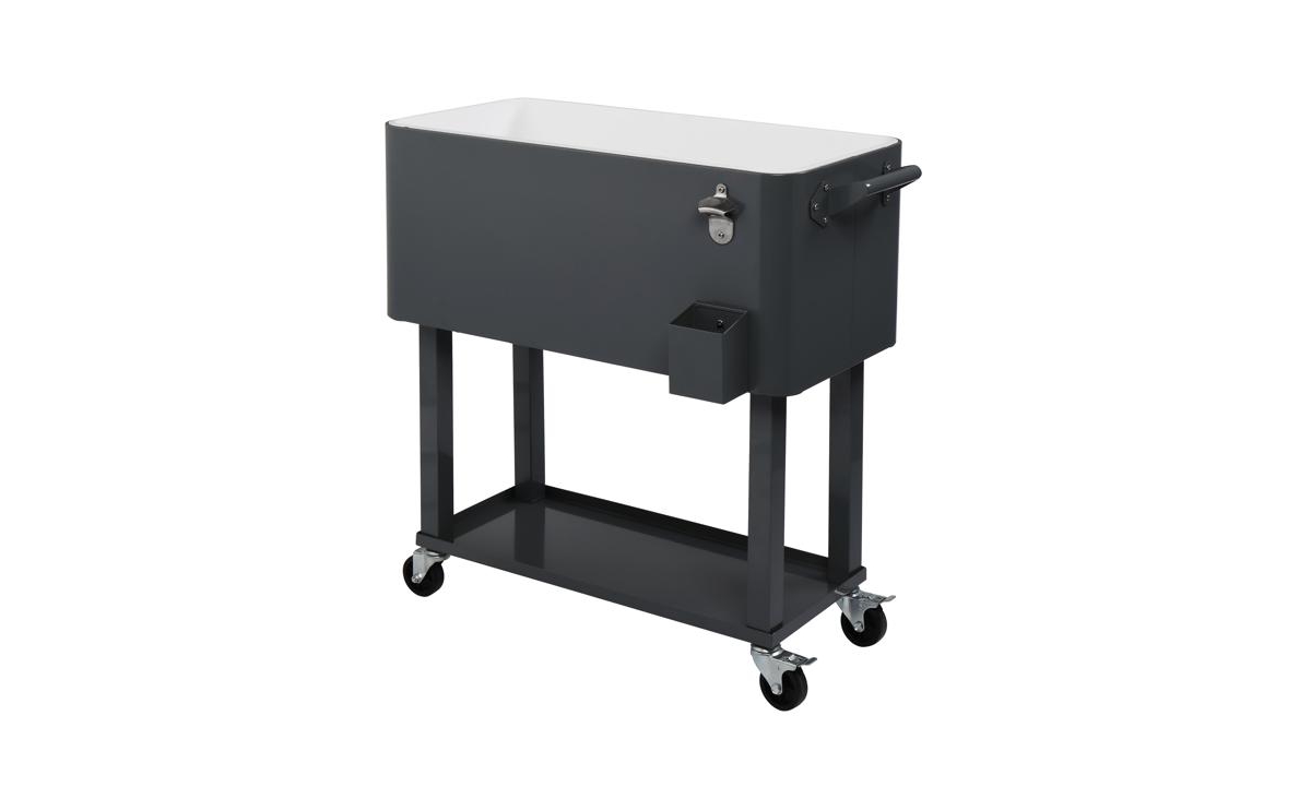 Slickblue 80QT Rectangular Plastic Box Iron Foot Tube Refrigeration and Insulation Cart