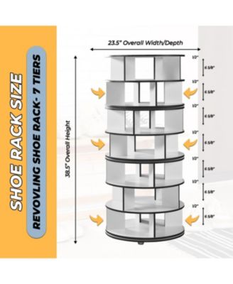 7-Tier Rotating Shoe Rack Organizer with 360° Spinning Lazy Susan Tower for Entryway and Closet