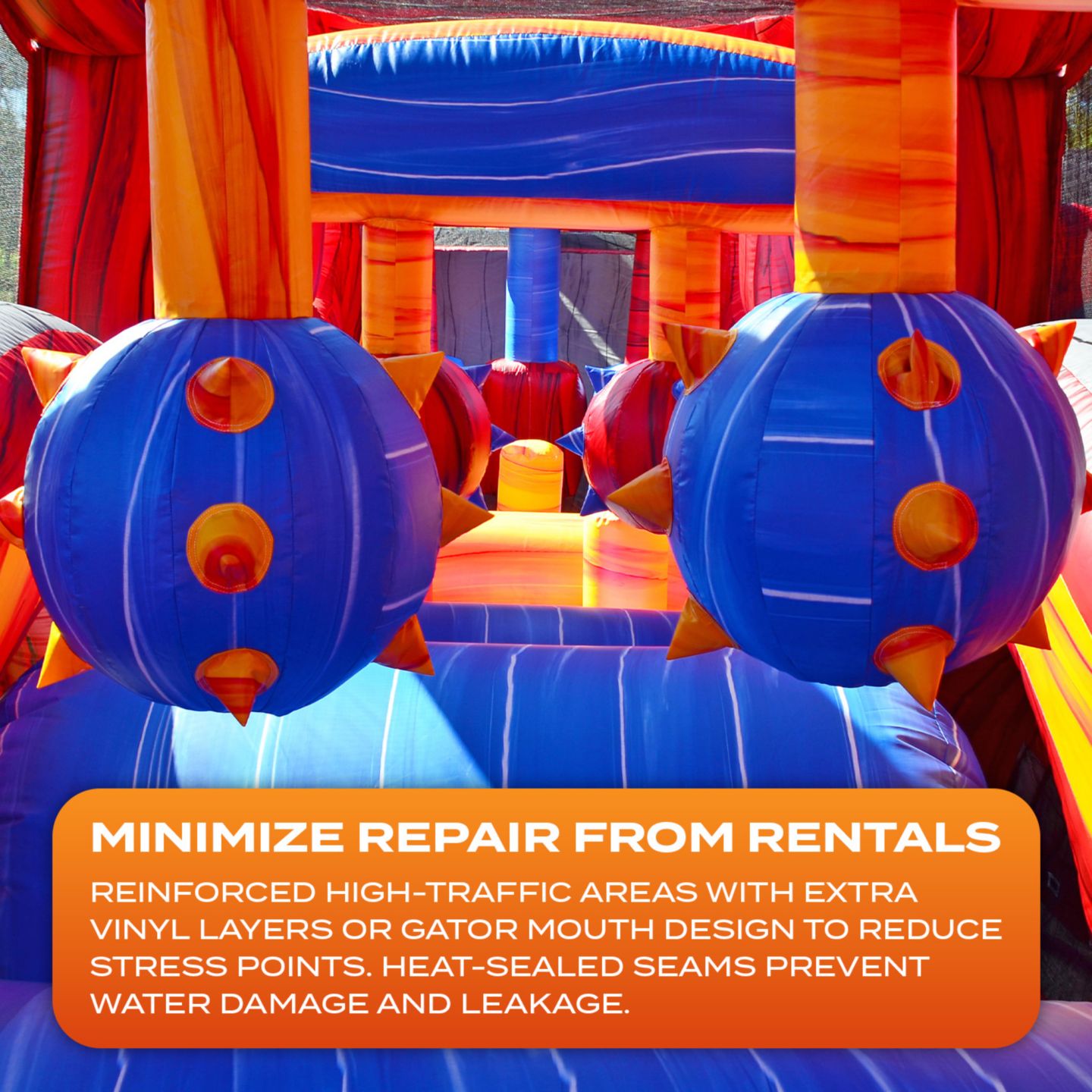 Детская игрушка Jumporange Shadow Inflatable Obstacle Course Bounce House with Slide, Commercial Grade, Up to 4 Participants, от 3 лет, цвет: Красный / Жёлтый — фото 4