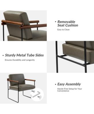 Modern Arm Chair with Sturdy Metal Tube Side