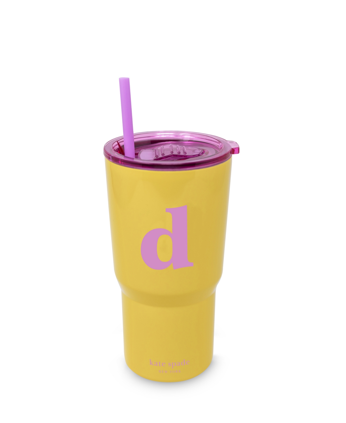 New York Just Mine Initial Stainless Steel 20 oz. Tumbler, D - Yellow