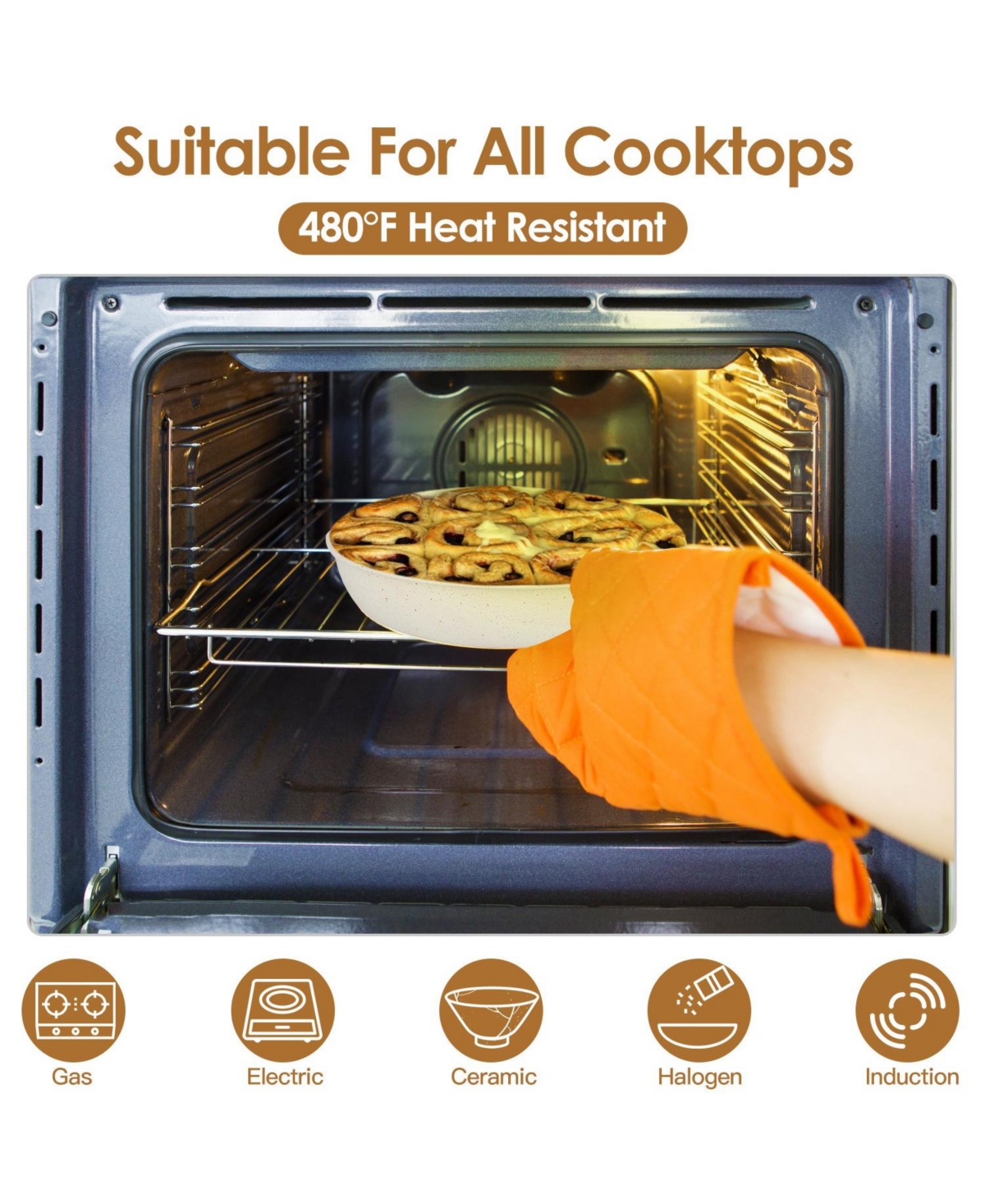 Slickblue 9-Piece Nonstick Cookware Set with Detachable Handles, Tempered Glass Lids, Dishwasher & Oven Safe
