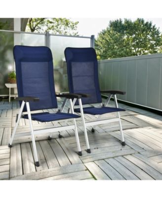 2 Pieces Patio Dining Chair with Adjust Portable Headrest