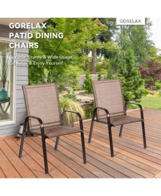 2 Pieces Patio Outdoor Dining Chair with Armrest