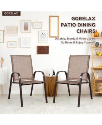 2 Pieces Patio Outdoor Dining Chair with Armrest