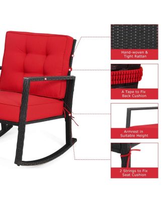 Patio Rattan Rocker Outdoor Glider Rocking Chair Cushion Lawn