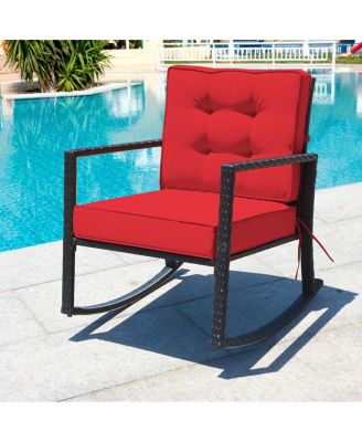 Patio Rattan Rocker Outdoor Glider Rocking Chair Cushion Lawn