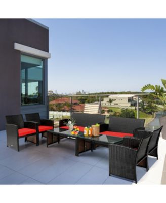 SUGIFT 4 Pieces Patio Rattan Cushioned Furniture Set