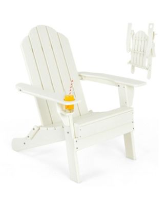 Foldable Weather Resistant Patio Chair with Built-in Cup Holder