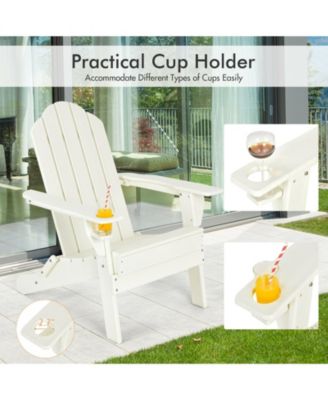 Foldable Weather Resistant Patio Chair with Built-in Cup Holder