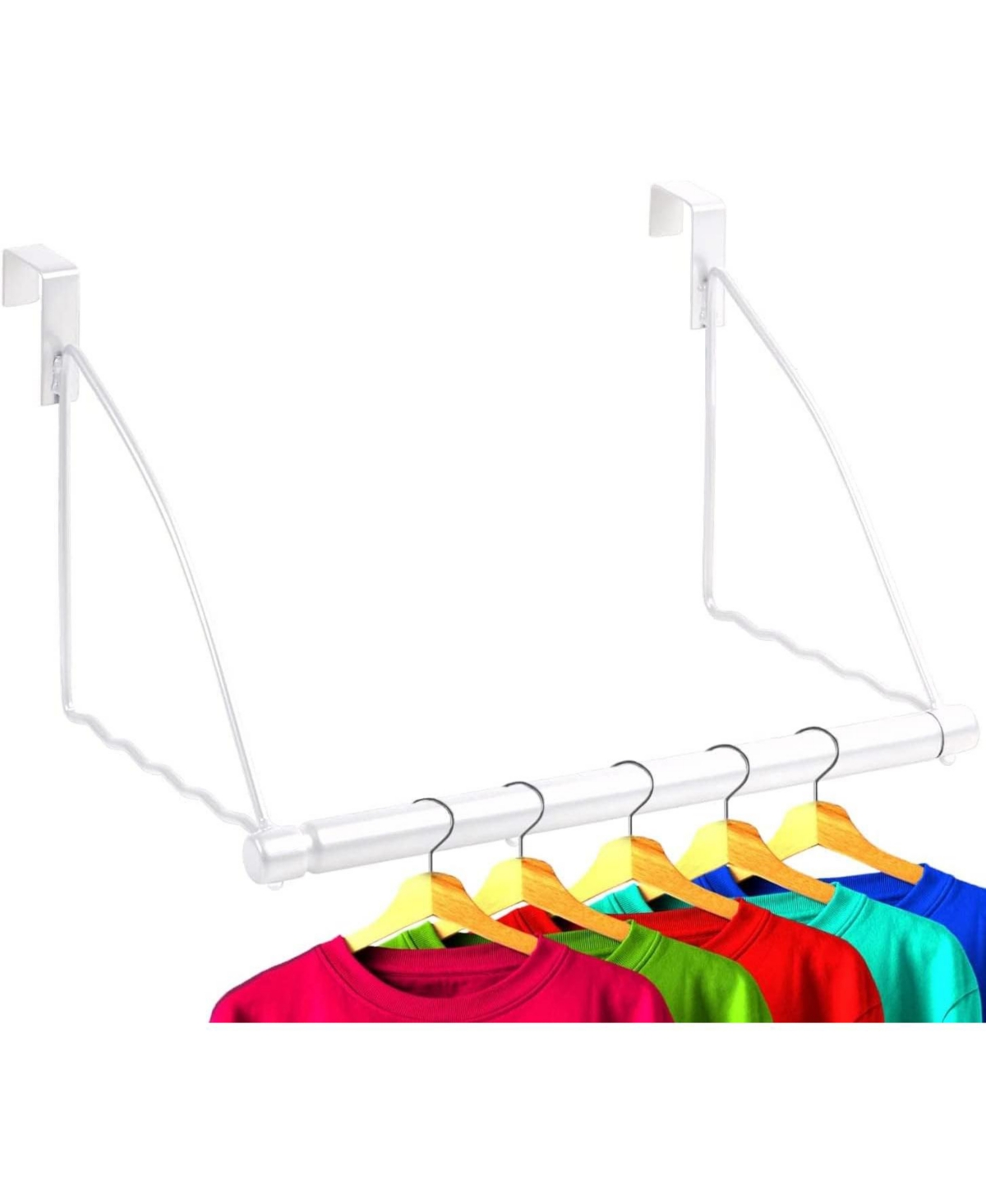 Over The Door Hanger Expandable Rod for Clothes, Towels. - White