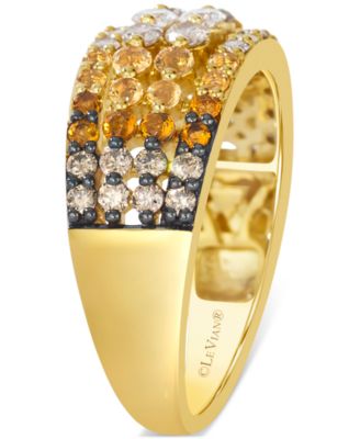 Desert Ombre™ Citrine (1/2 ct. t.w.) & Diamond (5/8 ct. t.w.) Four Row Statement Ring in 14k Gold