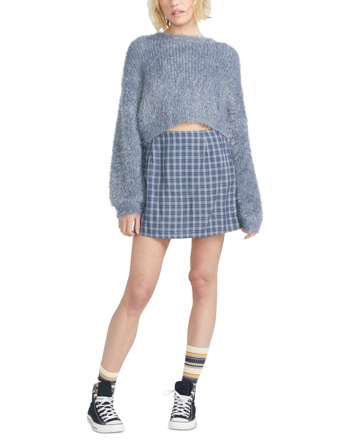 Volcom Juniors' Haute Embers A-line Mini Skirt In Vintage Navy