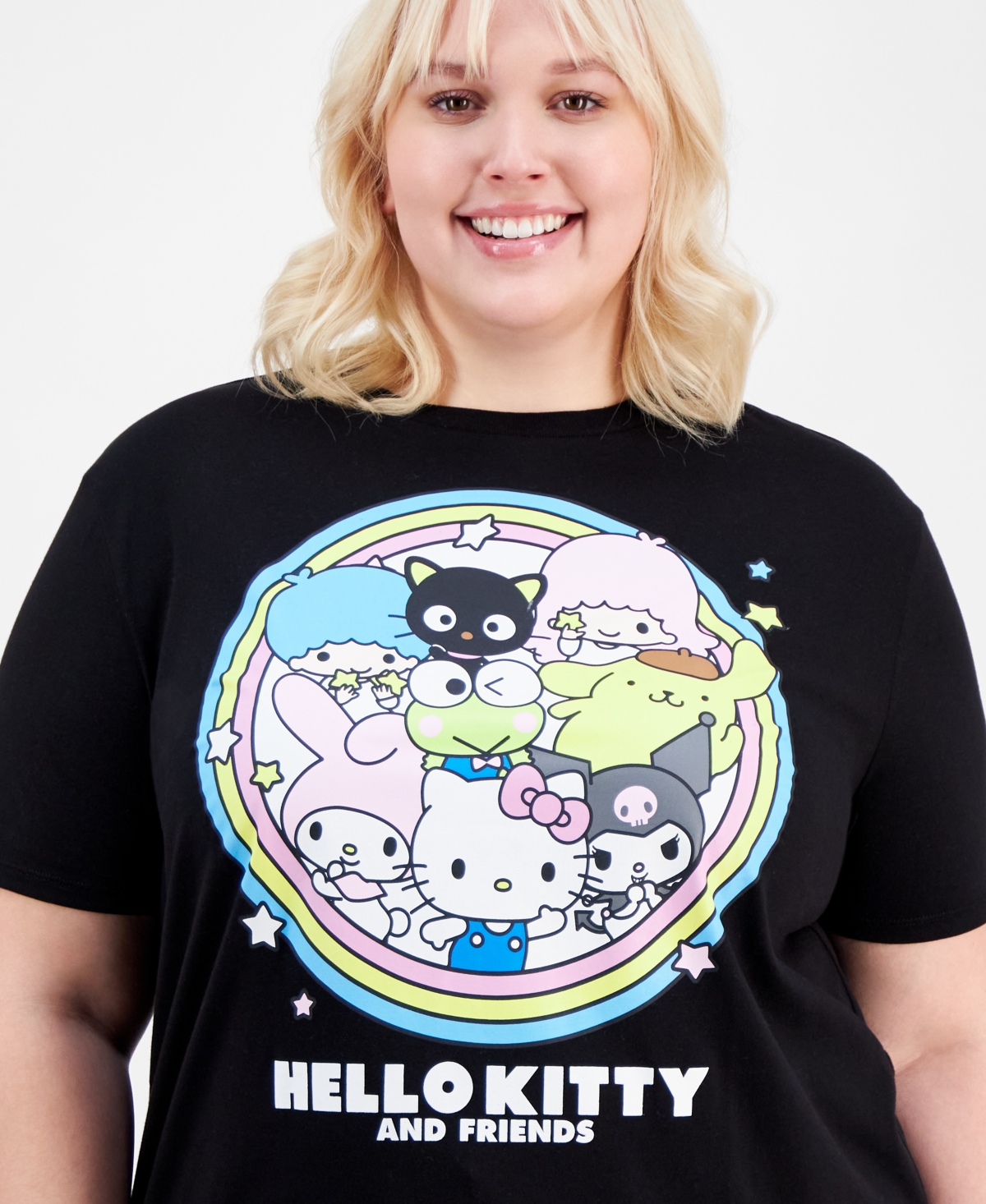 LOVE TRIBE TRENDY PLUS SIZE HELLO KITTY GRAPHIC T-SHIRT 