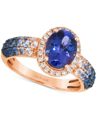 Le Vian - Blueberry Tanzanite (1-5/8 ct. t.w.), Denim Ombr&eacute; (5/8 ct. t.w.), White Sapphire (1/6 ct. t.w.) & Nude Diamond (1/6 ct. t.w.) Halo Ring in 14k Rose Gold
