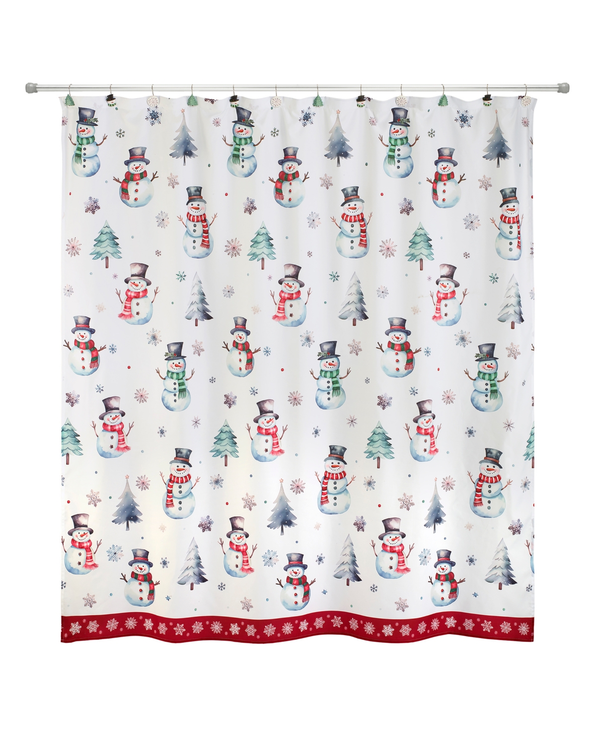 Avanti Winter Snowman Shower Curtain, 72" X 72" In White