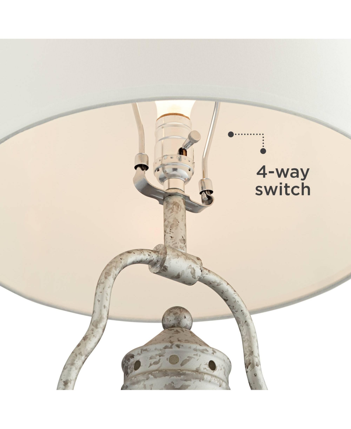 Franklin Iron Works Bodie Rustic Industrial Table Lamp with Usb Charging Port Nightlight Antique Led Edison 26" High Distressed Silver Off White Linen