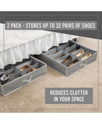 Set of 2 Extra-Large Under Bed Shoe Storage Organizer Fits up to 32 pairs