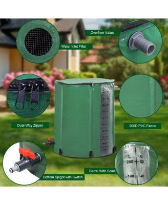 50-Gallon PVC Rain Bucket with Measurement Scale for Efficient Water Collection