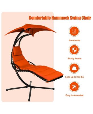 Hanging Chaise Lounger with Stand and Pillow for Outdoor
