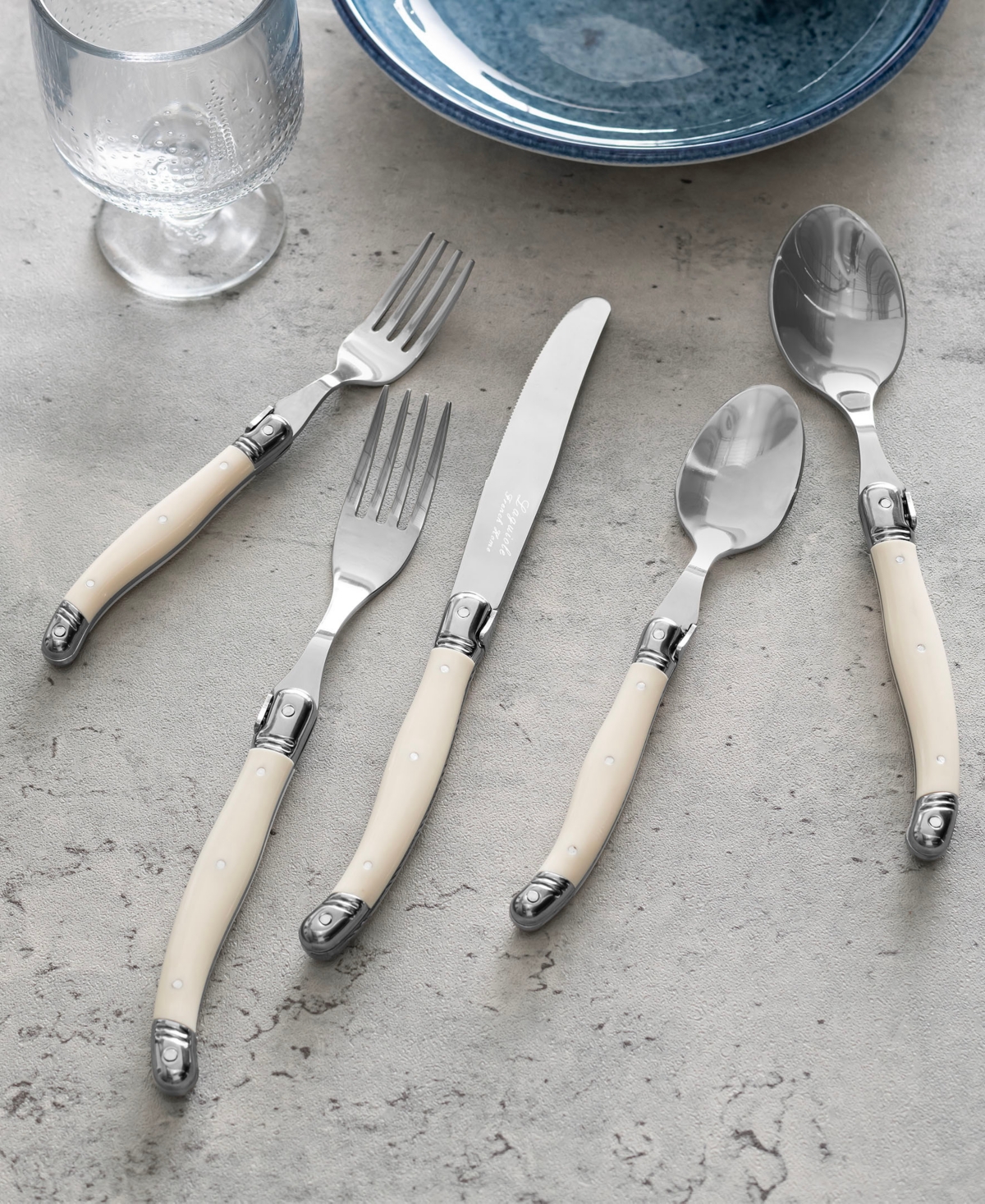 French Home Laguiole Connoisseur 20-piece Flatware Set With Handles In Ivory