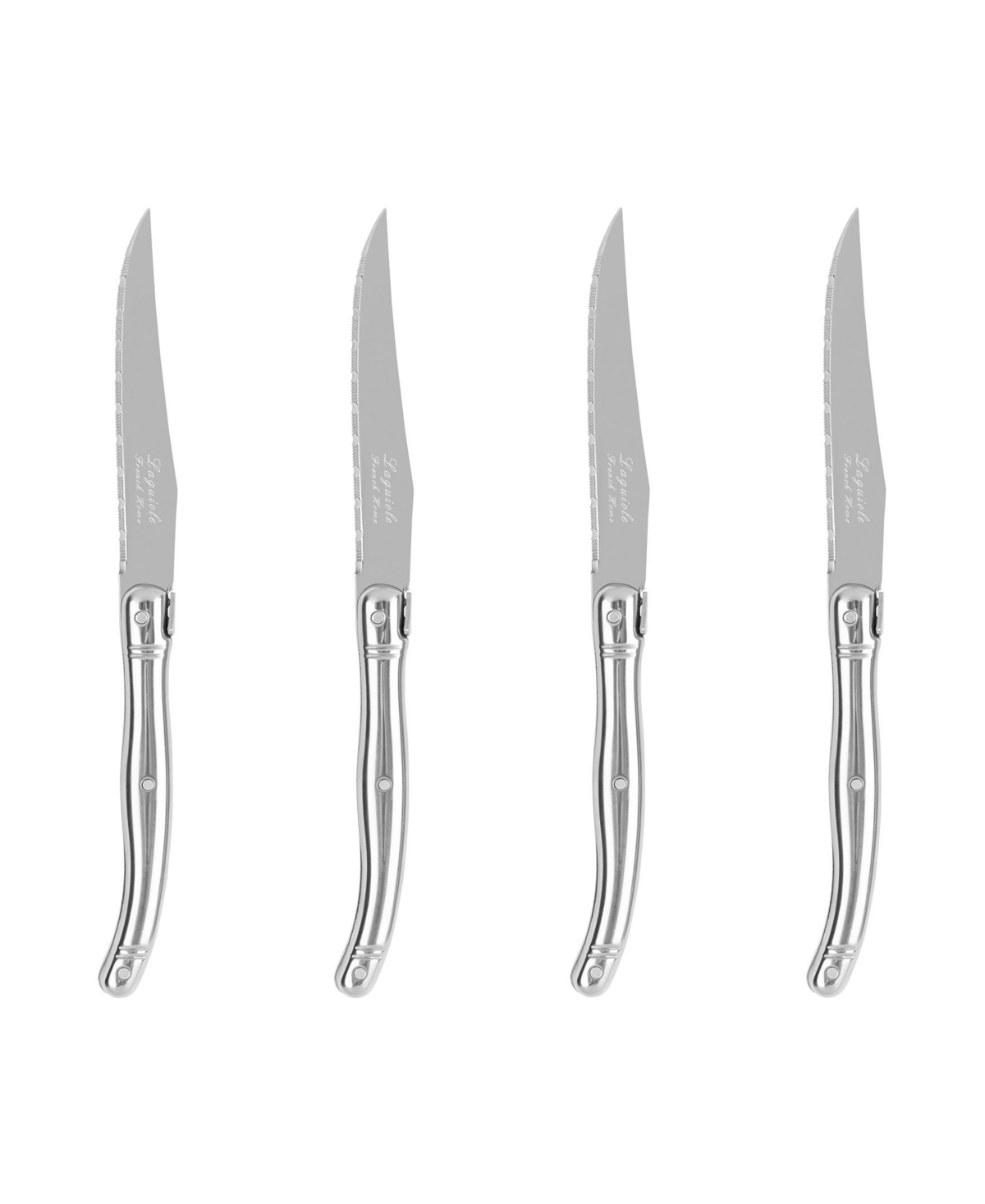 French Home Laguiole Connoisseur 4-piece Steak Knife Set With Handles In Silver