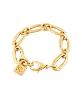 UNOde50 Sterling Silver and 18k Gold Plated Oval Links Bracelet - Gold 265$