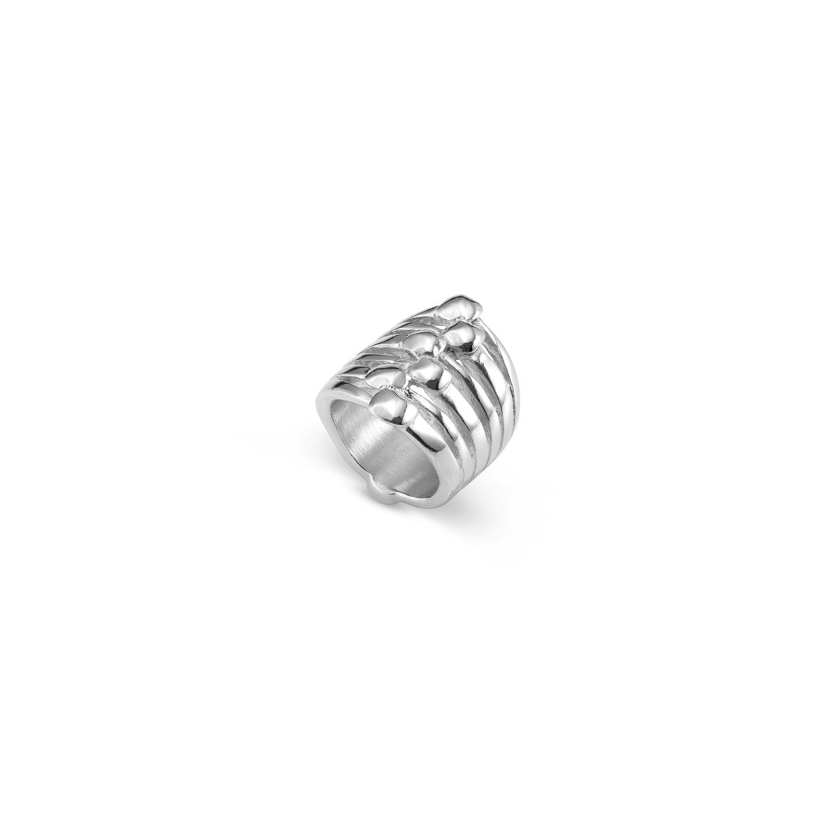 UNOde50 Multiple Ring Effect and Nailhead Details Metal Alloy Ring - Silver