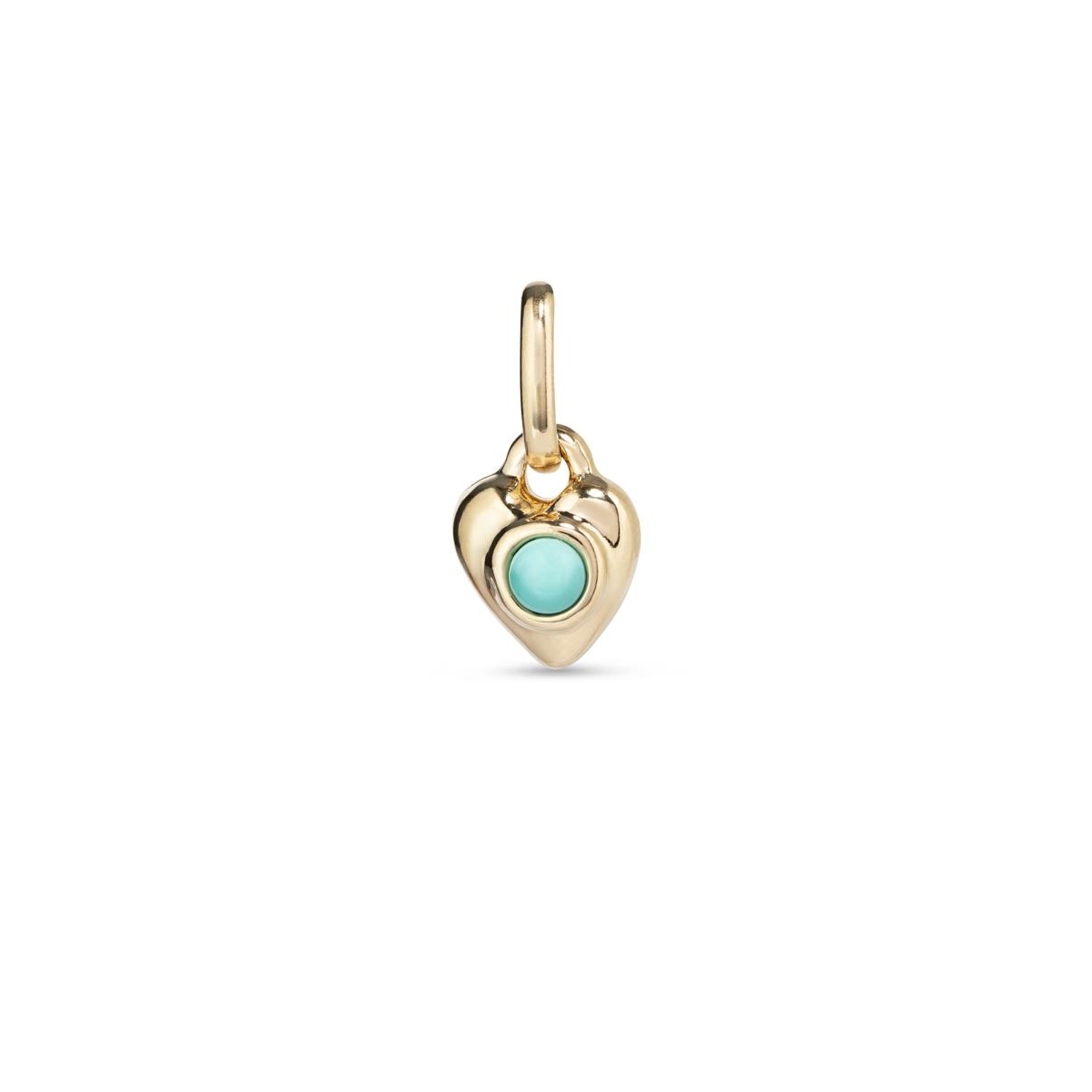 UNOde50 Heart-Shaped Metal Alloy Charm with Turquoise Murano Crystal - Gold