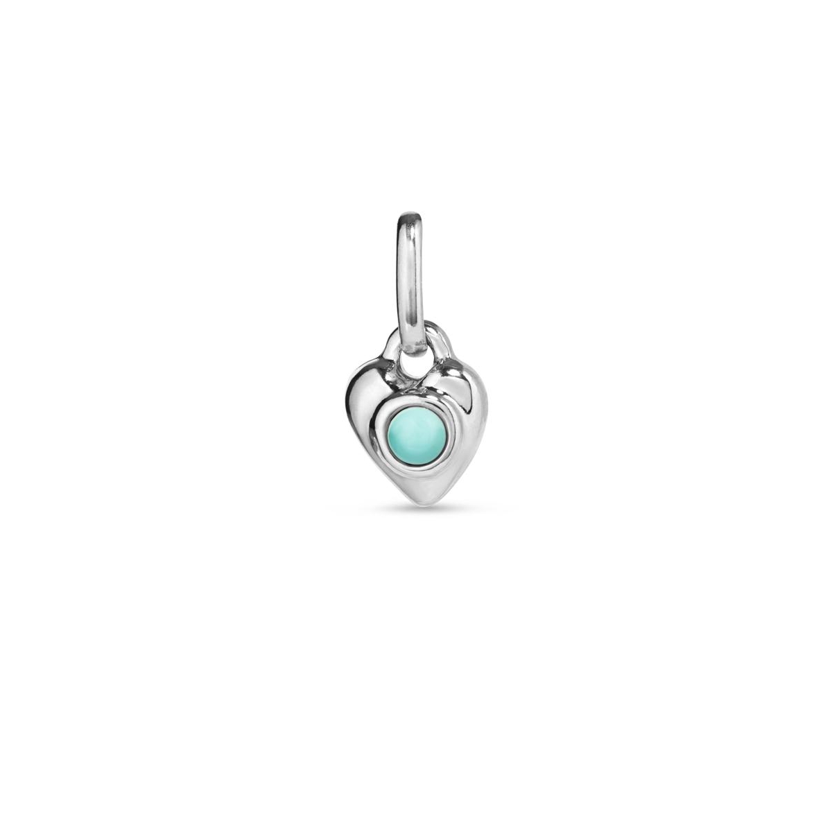 UNOde50 Heart-Shaped Metal Alloy Charm with Turquoise Murano Crystal - Silver