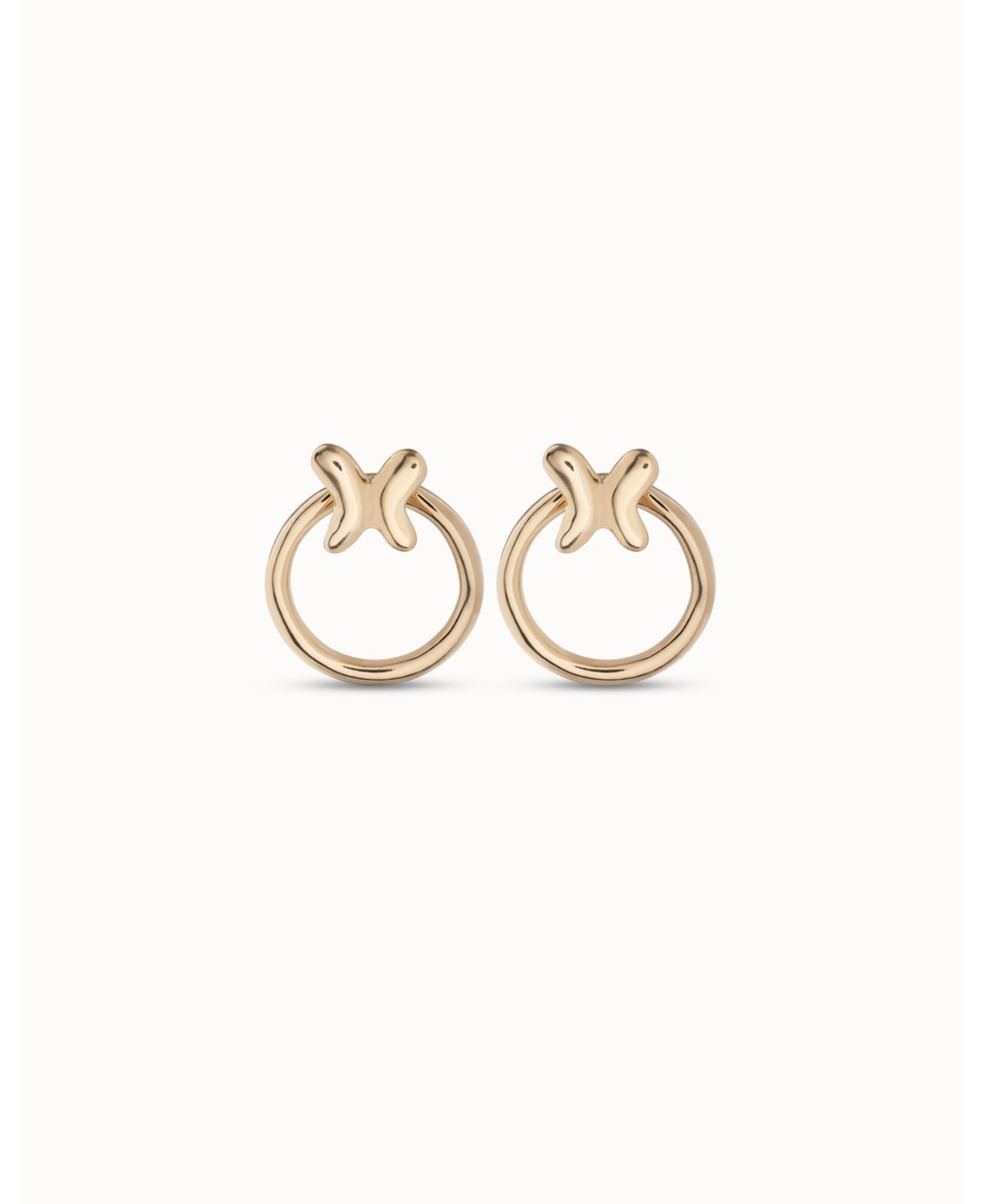 UNOde50 Metal Alloy Butterfly Hoop Earrings - Gold