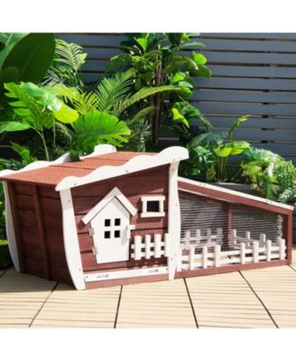 62 Inch Wooden Rabbit/Dog Hutch with Pull Out Tray