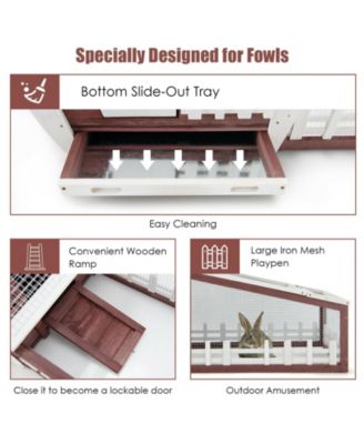 62 Inch Wooden Rabbit/Dog Hutch with Pull Out Tray