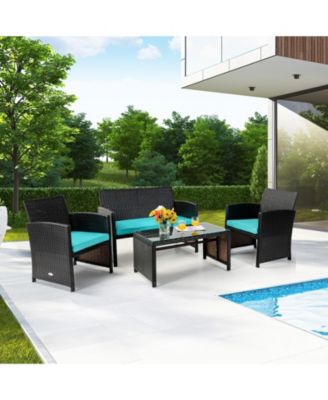 SUGIFT 4 Pieces Patio Rattan Cushioned Furniture Set