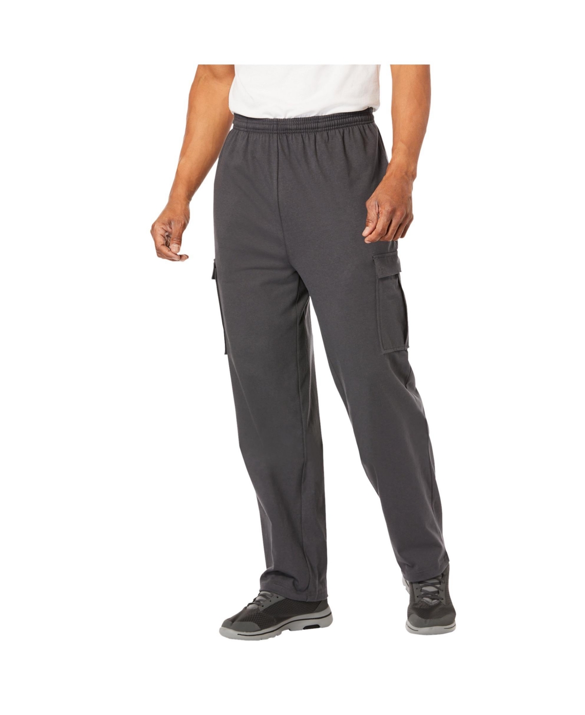 Big & Tall Lightweight Jersey Cargo Sweatpants - Heather gunmetal
