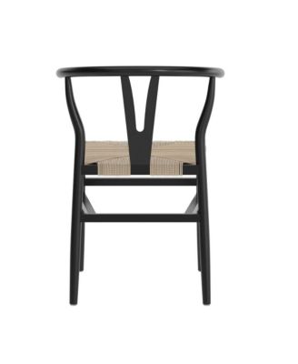 Devine Set of 2 Wooden Kraft Paper Rope Seat Stackable Y-Back Style Dining Chairs