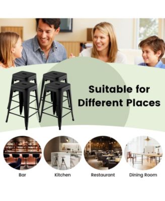 24 Inch Set of 4 Tolix Style Counter Height Barstool Stackable Chair
