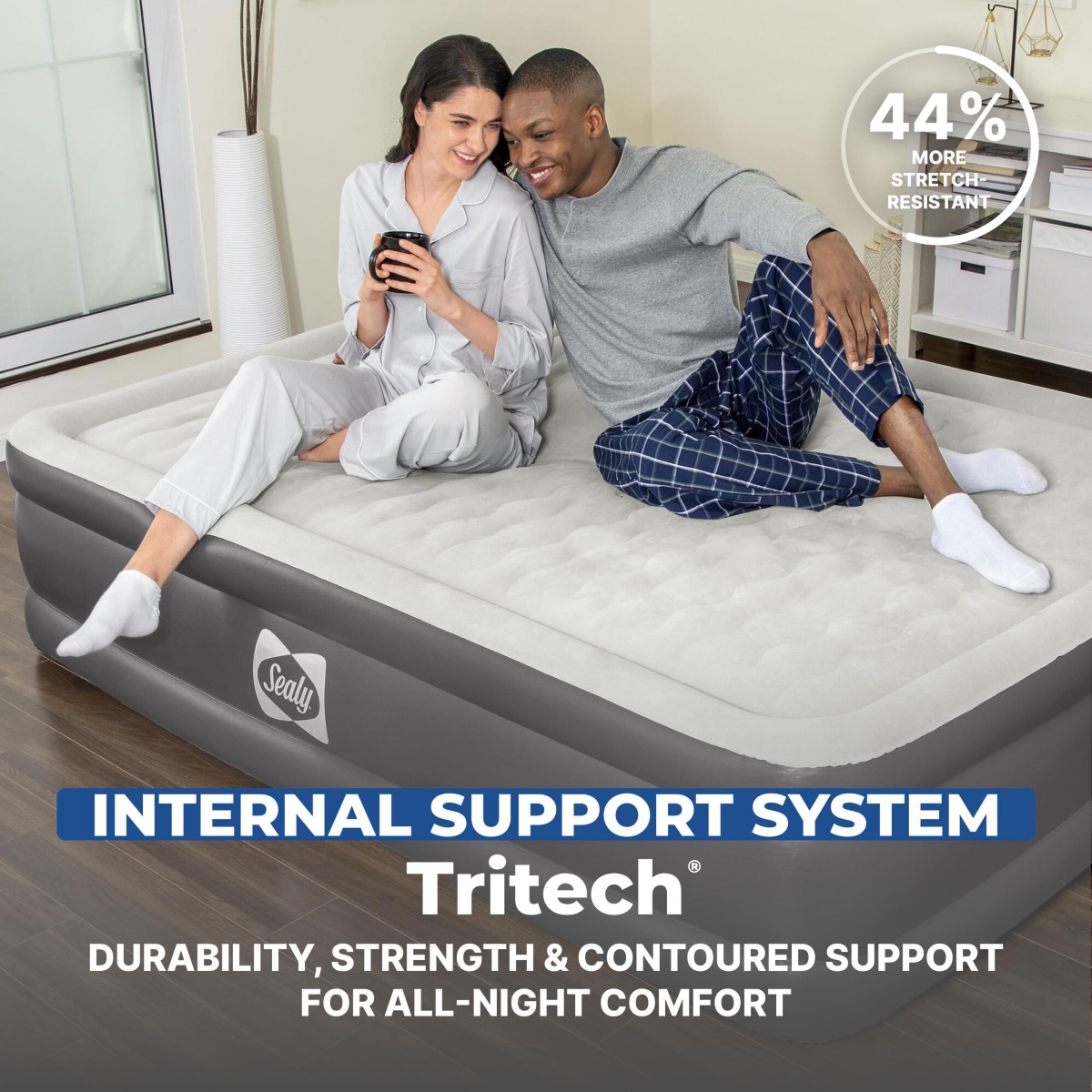 Sealy Tritech Queen Sized 20" Air Mattress Bed 2 Person w/Built-In Ac Pump & Bag