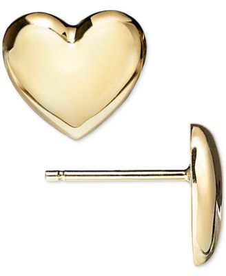 Polished Puffed Heart Stud Earrings in 10k Yellow Gold, Created for Macy's