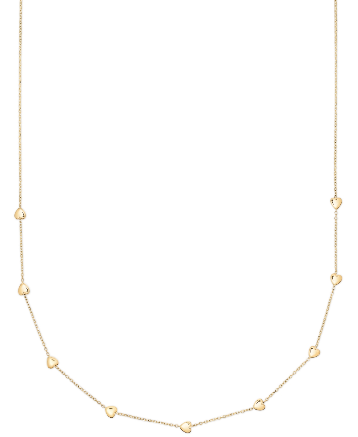 MACY'S POLISHED PUFFED HEART 18" STATION NECKLACE IN 10K YELLOW GOLD 