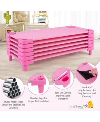 Pack of 6 Kids Stackable Naptime Cot 52" L x 23" W Daycare Rest Mat