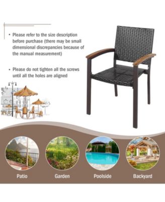 Set of 2 Outdoor Patio PE Rattan Dining Chairs