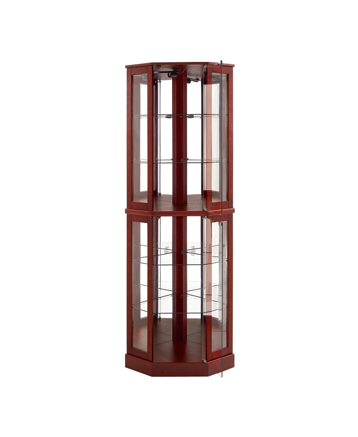 Slickblue 6-Shelf Corner Curio Display Cabinet with Lights and Mirrors