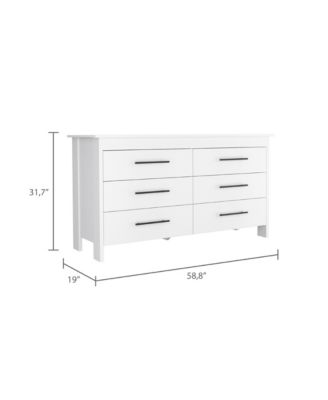 Paris 6 Drawer Double Dresser, Four Legs, Superior Top