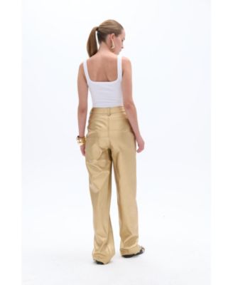 Women's High Waist Faux Leather Pants