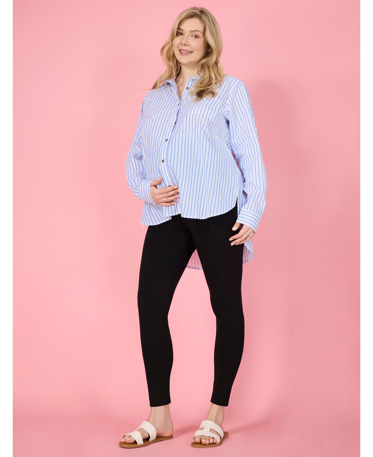 Women's Long Sleeve Button-Up Poplin Shirt - Motherhood Maternity