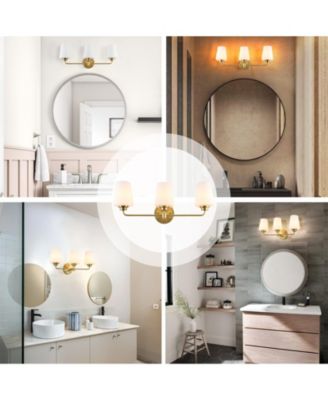 22.5 in. W 3-Light White Plus Gold Bathroom Vanity Light with Shade