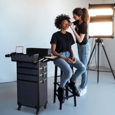 4in1 Rolling Makeup Train Case Cosmetic Organizer Rococo Coral