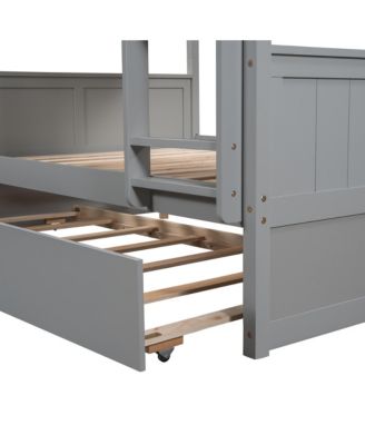 Streamdale Full Over Full Bunk Bed With Twin Size Trundle, Walnut