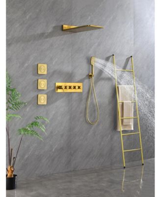Wall Mounted Waterfall Rain Shower System With 3 Body Sprays & Handheld Shower